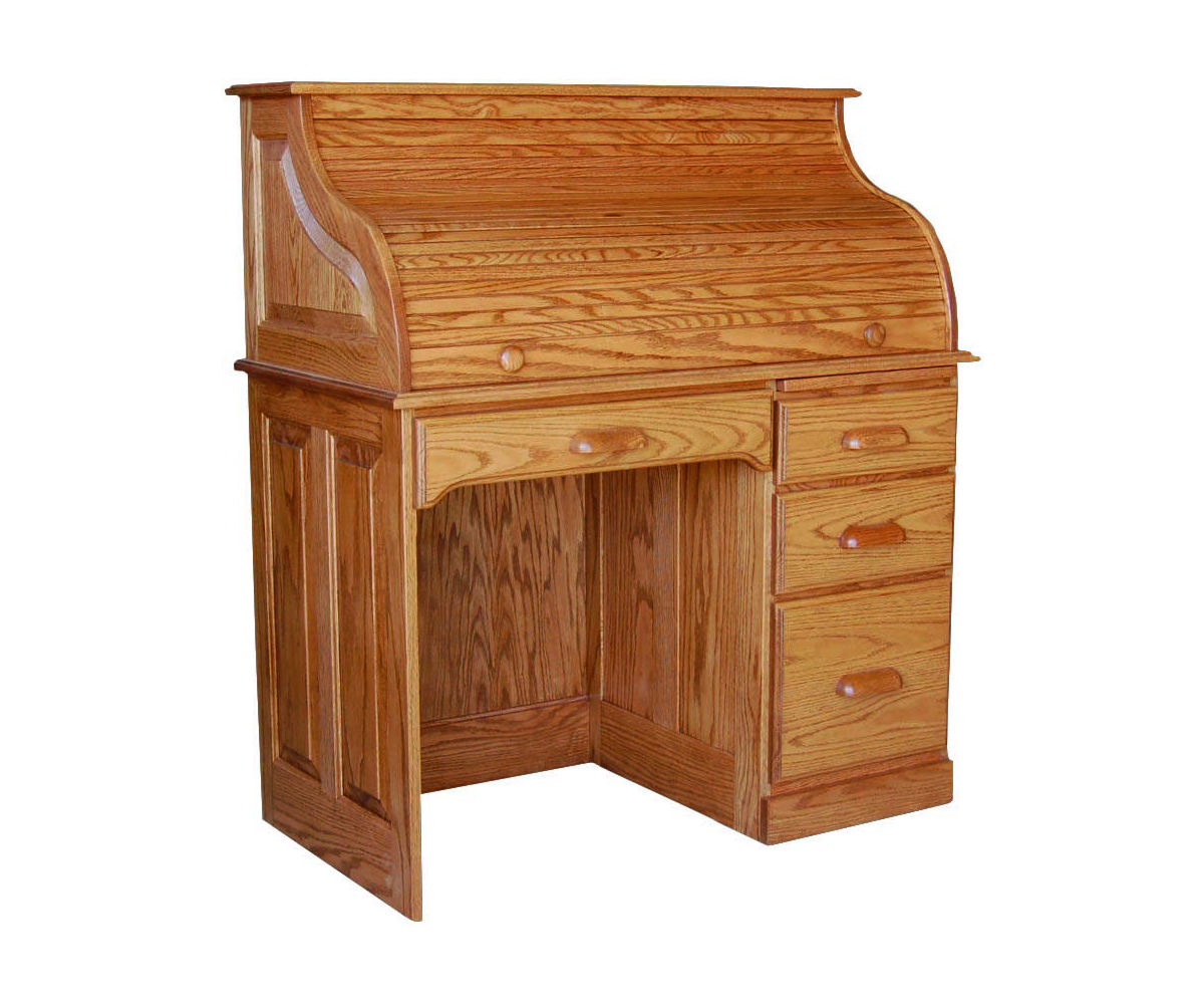 Traditional Single Pedestal Rolltop Desk - Image 2