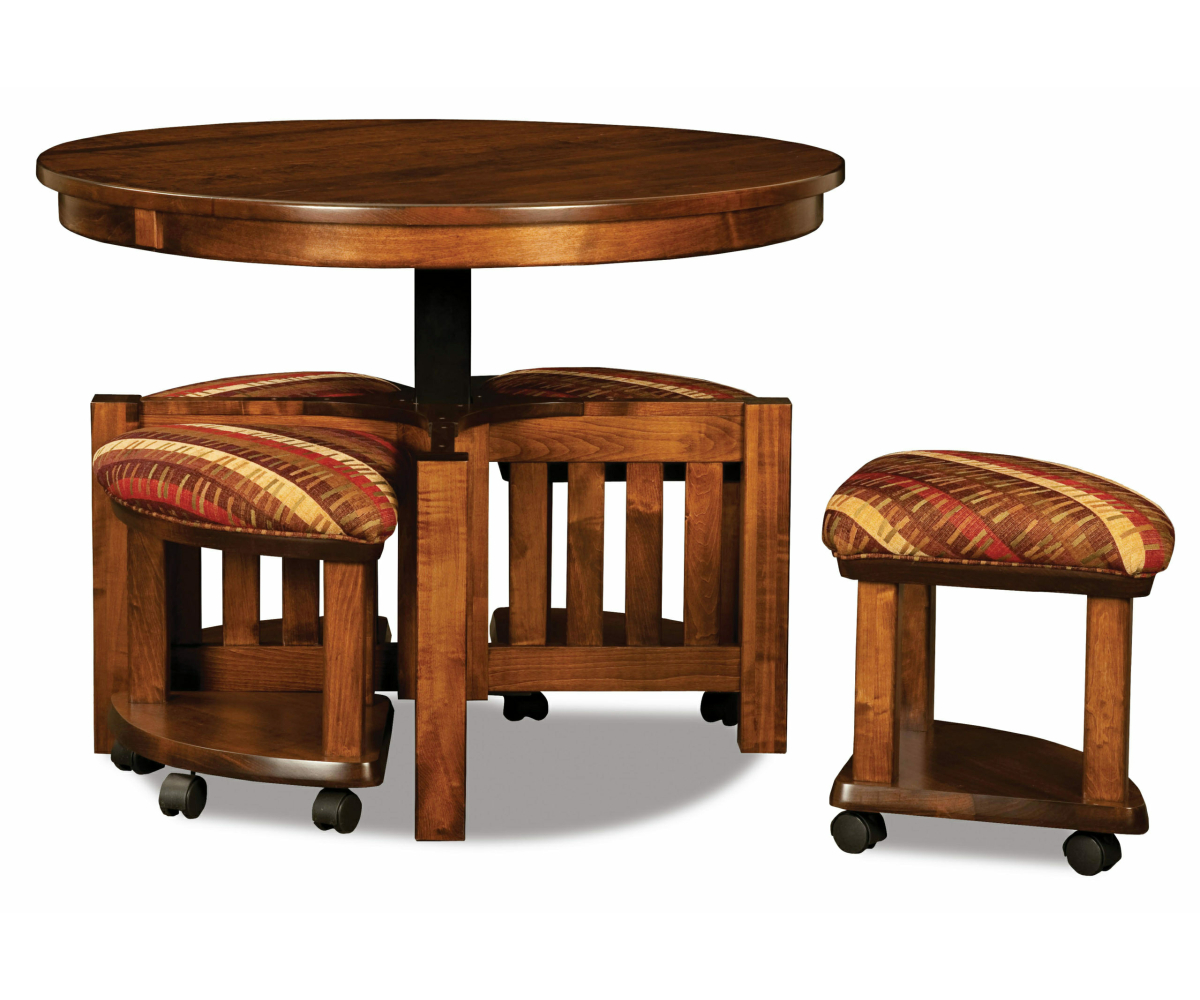 Five Piece Round Table Bench Set With Open Benches - Image 2