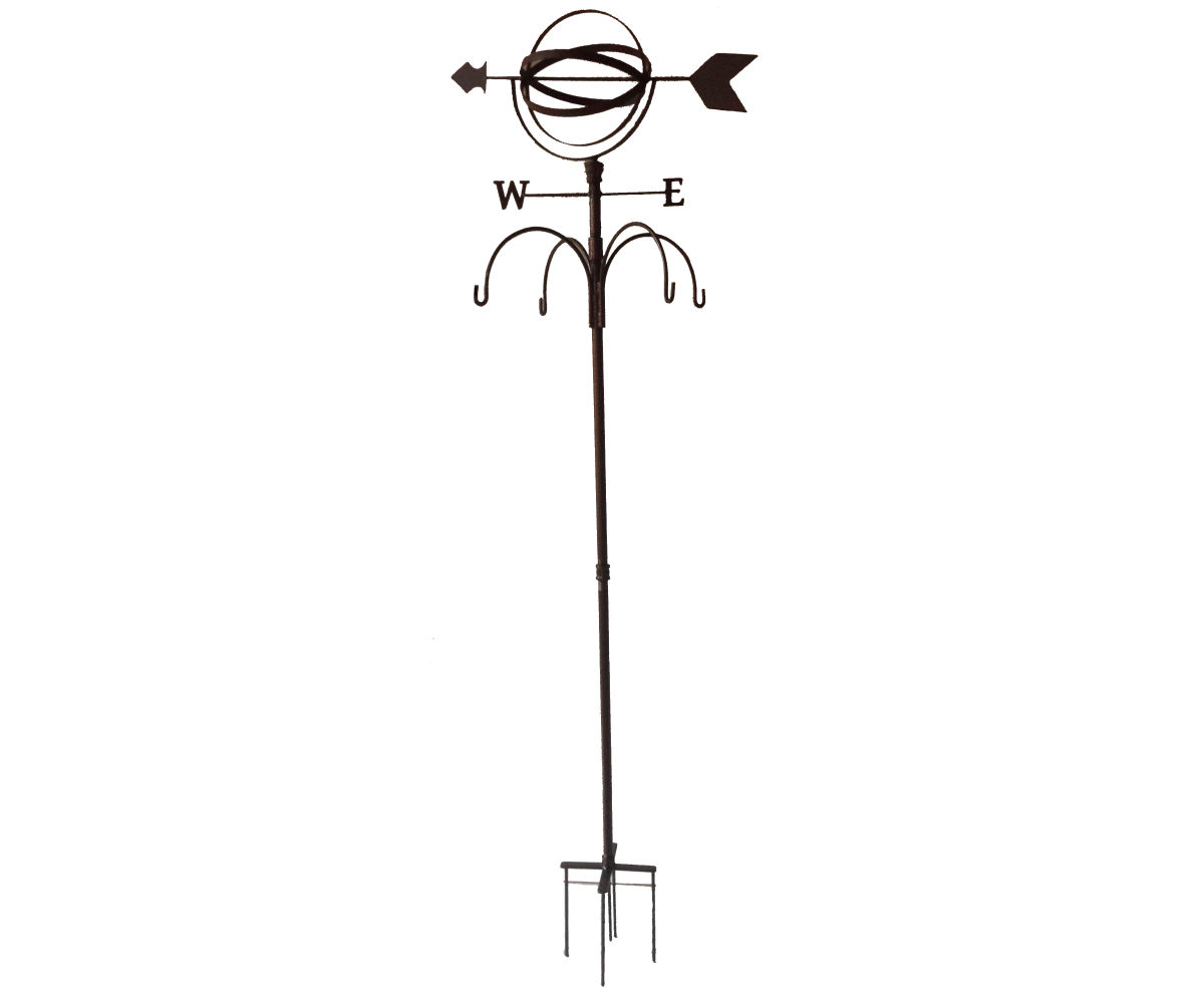 Small 4 Hook Hanger w/ Globe & Weather Vane